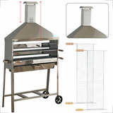 Churrasqueira Espetinho Inox 95 Com Coifa Preta E 02 Grelhas