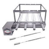 Churrasqueira Grill Giratória Inox 4 Espetos Bivolts