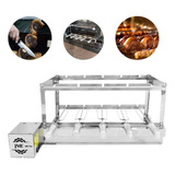 Churrasqueira Grill Giratória Inox 5 Espetos Todo Em Inox