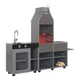 Churrasqueira Infantil Mini Chef De Mdf Cor Cinza Criança