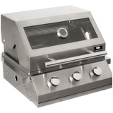 Churrasqueira Inox A Gás De Carrinho 3 Queimadores