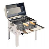Churrasqueira Inox Barco Lancha C Bandeja Espetos 35 X 45