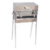 Churrasqueira Inox Espetinho 2 Grelhas E Espetos Tampa Bafo