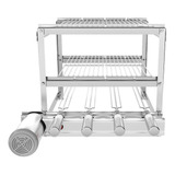 Churrasqueira Inox Gira Grill 4 Espetos 3 Níveis 4 Grelhas