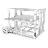 Churrasqueira Inox Grill Elevatória Motor 4 Espetos Grelha