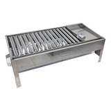 Churrasqueira Inox Mini Com Grelha Argentina Mais Chapa Inox