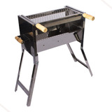 Churrasqueira Inox Pé Dobrável Carvão Brinde Grelha Móvel Cor Aço Inox 430