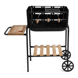 Churrasqueira Móvel Califórnia Mor Com Bacia Esmaltada E Rodinhas Compacta E Portátil Cor Preto 58 Cm 38 5 Cm 10 Cm