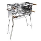 Churrasqueira Para Espetinho Inox A Carvao Dobravel Portatil 60x25x90 Grelhas Inox Moeda