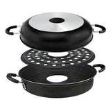 Churrasqueira Para Fogão Antiaderente 32cm Luz Nobre Cor Preto