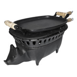 Churrasqueira Porquinho De Ferro Fundido Kit Completo Alfa