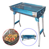 Churrasqueira Portátil Dobrável Inox A Carvão 45x30 Camping