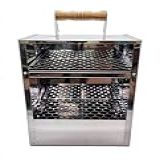 Churrasqueira Queijo Coalho Inox Praia Camping 2 Grelhas