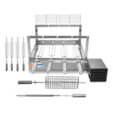 Churrasqueira Rotativa Inox 4 Espetos Giratórios Cor Direito
