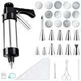 Churro Maker Kit De Pistola De Aço Inoxidável Churro Vazado Saco De Confeitar Enchimento De Churro 11 Bocais De Tubulação E 13 Discos De Biscoito Fácil De Limpar Com 1 Escova Máquina De Fazer