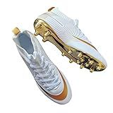 Chuteiras De Futebol De Nível Profissional Botas De Futebol Unissex De Cano Alto Com Pontas E Solas Douradas Para Treinamento Ao Ar Livre E Interno E Desempenho Atlético Ouro Branco 3 Narrow