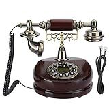 CiCiglow Telefone Vintage Europeu Telefone Com Mostrador Decorativo Artesanal Antigo Telefone Fixo Retrô FSK DTMF Para Hotel De Escritório Em Casa