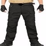 Cicilin Calça Cargo Masculina Tática Masculina Para Acampamento Ao Ar Livre- Trilhas- Ajuste Solto- Preto- GG