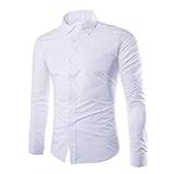 Cicilin Camisa Social Masculina Lisa Manga Longa Slim Fit Camisa Casual Com Botões Branco G