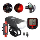 Ciclocomputador Velocimetro Bike Ciclismo Kit Iluminação