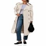 Cicy Bell Sobretudo Feminino Longo Transpassado Clássico Lapela Outono Com Cinto Bege G