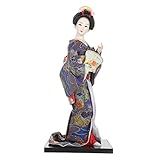 Ciieeo 1 Unidade Decoração De Boneca Japonesa Lençol Freático Estatueta Colecionável De Gueixa Estátua Kabuki Asiática Japonês Bonecos Antigos Casamento Quimono Madeira Roxo