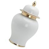Ciieeo Frasco De Gengibre De Cerâmica Com Tampa Frasco De Capacete De Templo Vaso De Flores Decorativo Frascos De Armazenamento De Porcelana Enfeites Recipiente De Armazenamento De Alho