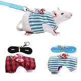 Cinta De Peito De Hamster Pequenos Animais Coelho Gatinho Arnês Corda De Tração Grade Vermelha E Listras Azuis Conjunto Para Cobaia Coelho M 