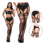 Cinta Liga Sexy Preta Meia Calça Arrastão Lingerie Vbrante