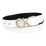 Cinto Calvin Klein Reversible Ck Monogram Fivela Branca pret