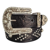 Cinto Country Feminino Boiadeira Com Strass 100 Couro