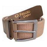 Cinto Couro E Tecido Masculino Fasolo G188221106 Cor Cáqui Tamanho 100