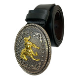 Cinto Cowboy Preto Com Fivela Prata Country Unissex Vaqueiro