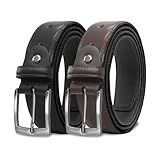 Cinto De Couro Masculino Social Basic 3 Kit Preto E Marrom Regular 120cm