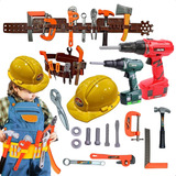 Cinto De Ferramentas De Brinquedo Com Capacete Furadeira