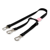 Cinto De Segurança Duplo Dog Trip Brasil Clássico Universal Para Cães Preto Rosa