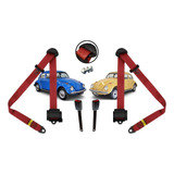Cinto De Segurança Kit Vermelha Frente Vw Fusca Raro Retrô