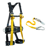 Cinto De Segurança Paraquedista Para 140kg Com Talabarte Abs Cor Amarelo Tamanho Único