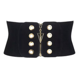 Cinto Espartilho Com Zíper Camurça Elástico Corset f 