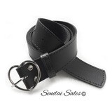 Cinto Feminino De Corino Fivela De Coração Sendai Sales Cor Preto Desenho Do Tecido Perúgia Tamanho P