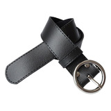 Cinto Feminino De Corino Fivela Redonda Cor Preto Tamanho P