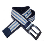 Cinto Lona Premium Listrada 4cm Fivela Regulagem L46l Az Cor Azul bco Desenho Do Tecido Listras Tamanho Ajustável Até 140cm medida Total