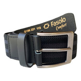 Cinto Masculino Esportivo Fasolo Couro Legítimo E Elástico Cor Preto índigo Tamanho 95