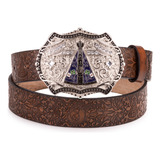 Cinto Nossa Senhora Aparecida Country Fivela Grande Couro