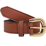 Cinto Slim Fino Feminino Couro Legítimo Marrom