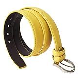Cinto Social Feminino Fivela Ajustável Versátil Amarelo 115 Cm