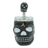Cinzeiro Caveira Cranio Preto Resina Decoração Esqueleto