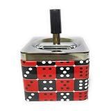 Cinzeiro Metal C Tampa Anti Cheiro Giratória À Prova De Vento 8 5x7cm Fechado Automático Caveira Dado Cartas Naipes Premium Dice Wall 