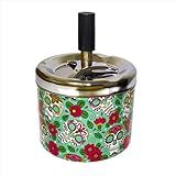 Cinzeiro Metal C Tampa Anti Cheiro Giratória Redondo À Prova De Vento 9x7 5cm Fechado Automático Estampas Caveiras Mexicanas Premium Rose Corpse