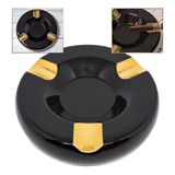 Cinzeiro Redondo Para 3 Charutos Preto Com Detalhes Dourado Cor Redondo Preto Com Dourado